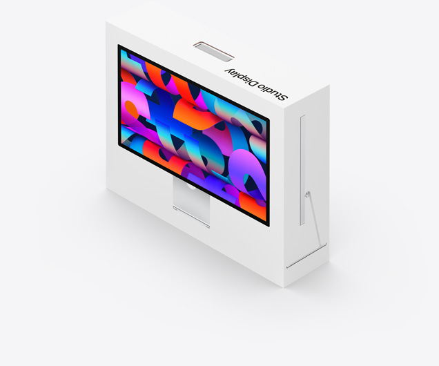 Studio Display vist i emballasjen