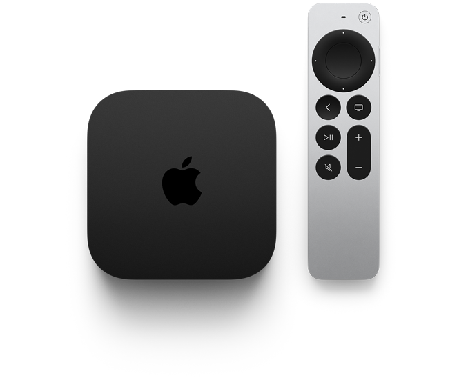 Image shows Apple TV 4K and Siri Remote