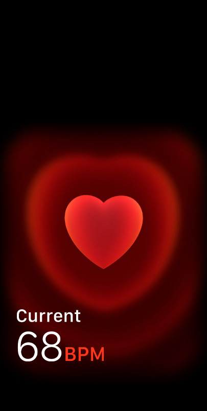 Aplikasi Detak Jantung menampilkan BPM terkini seseorang.
