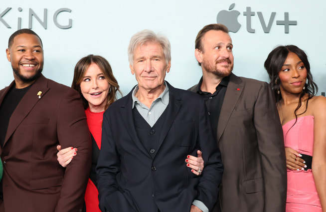 Luke Tennie, Christa Miller, Harrison Ford, Jason Segel and Jessica Williams at the Directors Guild of America premiere. 