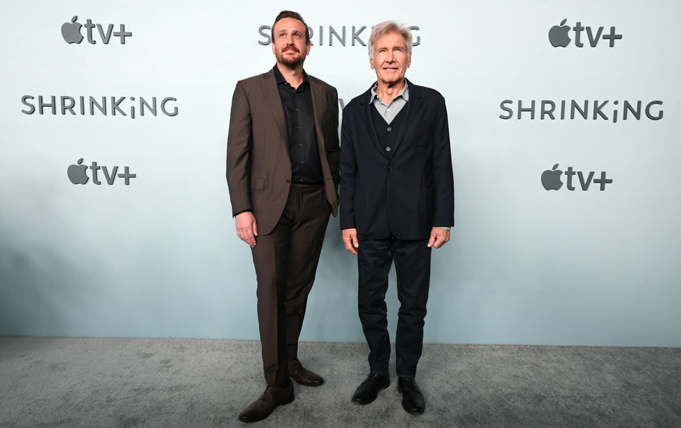 Jason Segel, creator, writer and executive producer, and Harrison Ford attend the premiere of the Apple Original comedy series “Shrinking” at the Directors Guild of America. “Shrinking” starring Jason Segel and Harrison Ford, premieres globally on January 27, 2023, on Apple TV+.