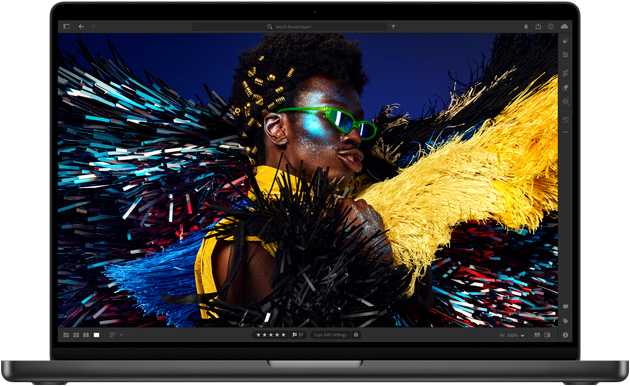 16インチMacBook Pro。Liquid Retina XDRディスプレイが見えている
